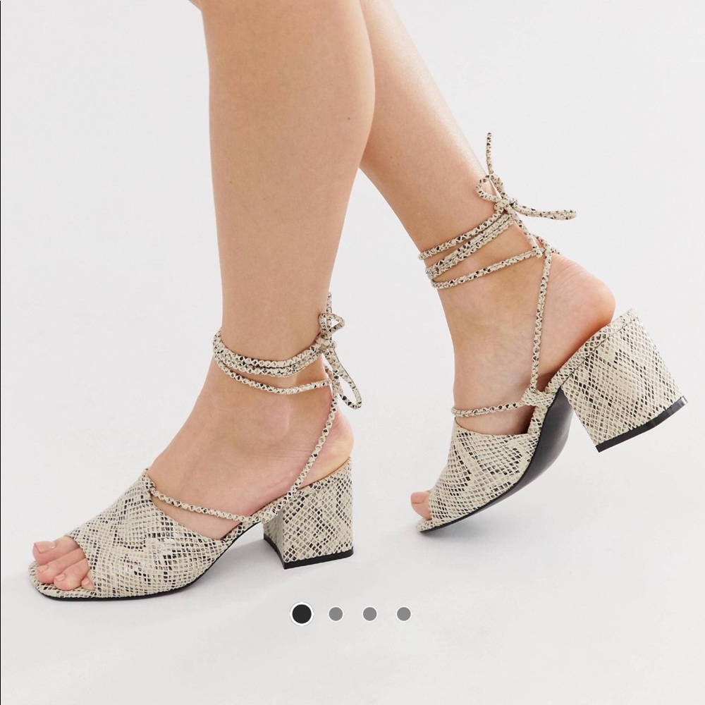 Public Desire Heidi Snake Print Heeled Sandals